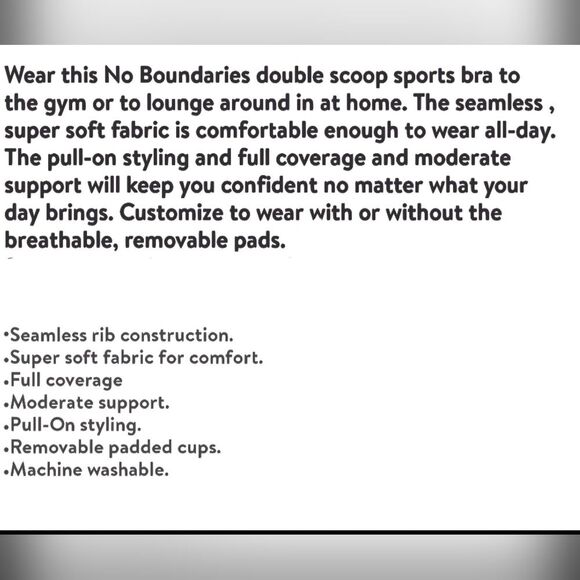 No Boundaries Women's Scoop Neck Bra Size Small - Picture 7 of 7